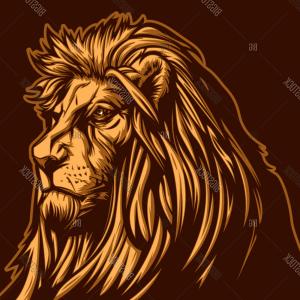 300x300 Angry Lion Head With Orange Mane King Of Animals Vector Clipart