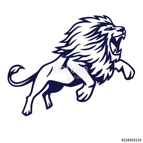 500x500 Angry Lion Jump Vector Logo Mascot Design Illustration Stock