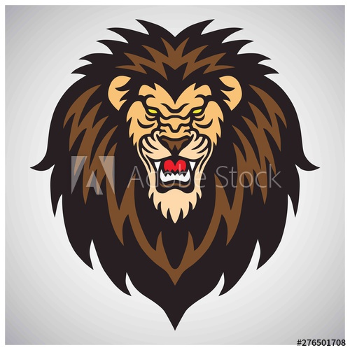500x500 Angry Lion Roaring Logo Mascot Vector Illustration Icon