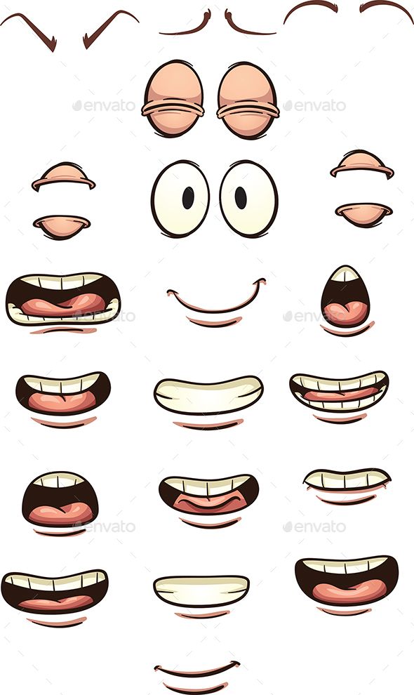 590x990 Cartoon Mouths And Eyes Vector Clip Art Illustration With Simple