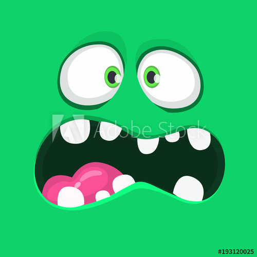 500x500 Angry Cartoon Green Monster Face With Big Mouth Vector Halloween