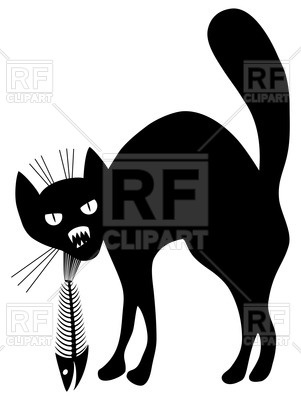 301x400 Silhouette Of Angry Black Cat With Fish Skeleton