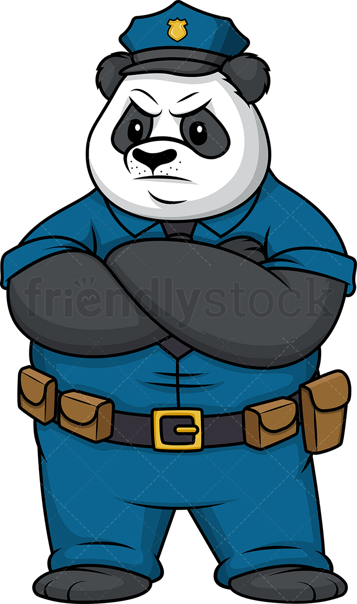 705x1194 Angry Panda Policeman Cartoon Clipart Vector