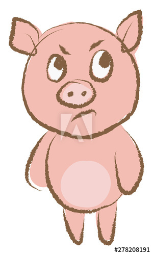 300x500 Angry Pig, Illustration, Vector On White Background
