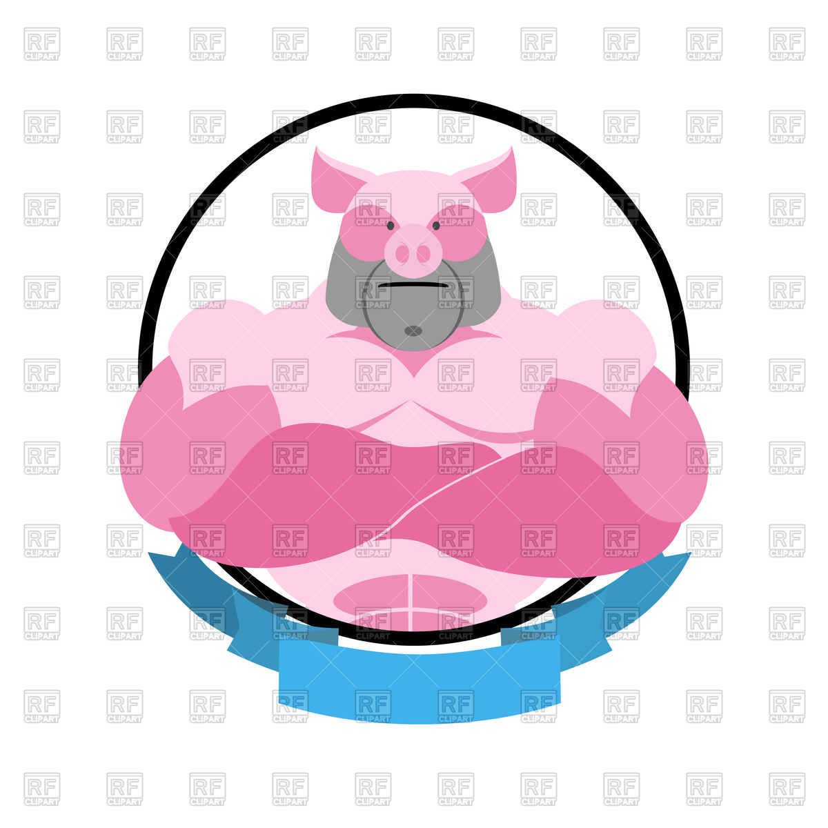 1200x1200 Angry Pig In Circle Emblem, Logo Of Bodybuilder Vector Image