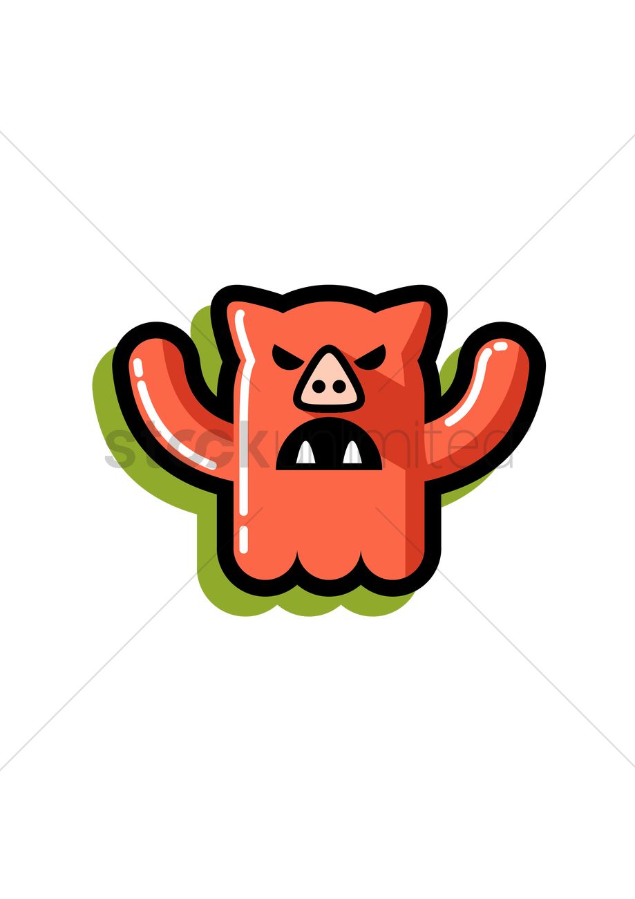 919x1300 Free Angry Pig Nosed Monster Vector Image