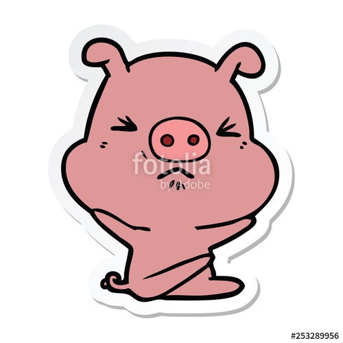 500x500 Sticker Of A Cartoon Angry Pig Stock Image And Royalty Free