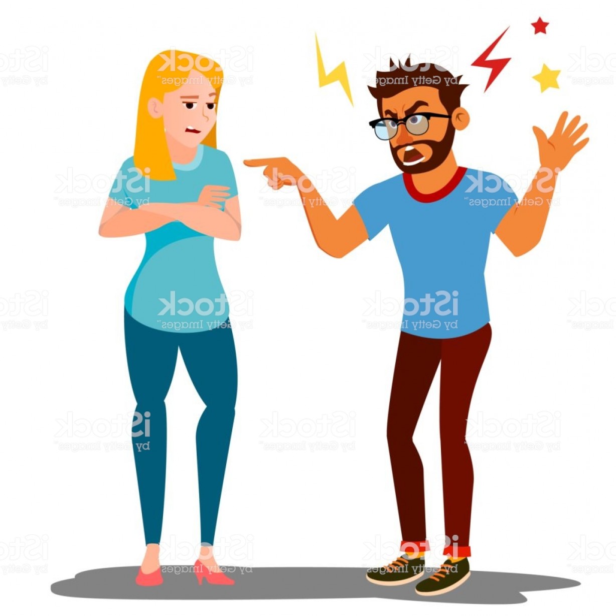 1228x1228 Quarrel Man And Woman Vector Conflict Disagreements Quarreling