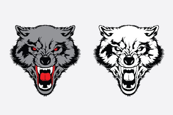 600x400 Angry Wolf Vector Graphic