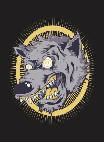 360x490 Angry Wolf Face Vector Hand Drawing