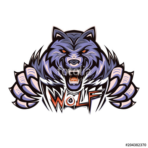 500x500 Wolf Vector, Bad Wolves, Angry Wolf With Grey Colour Stock Photo