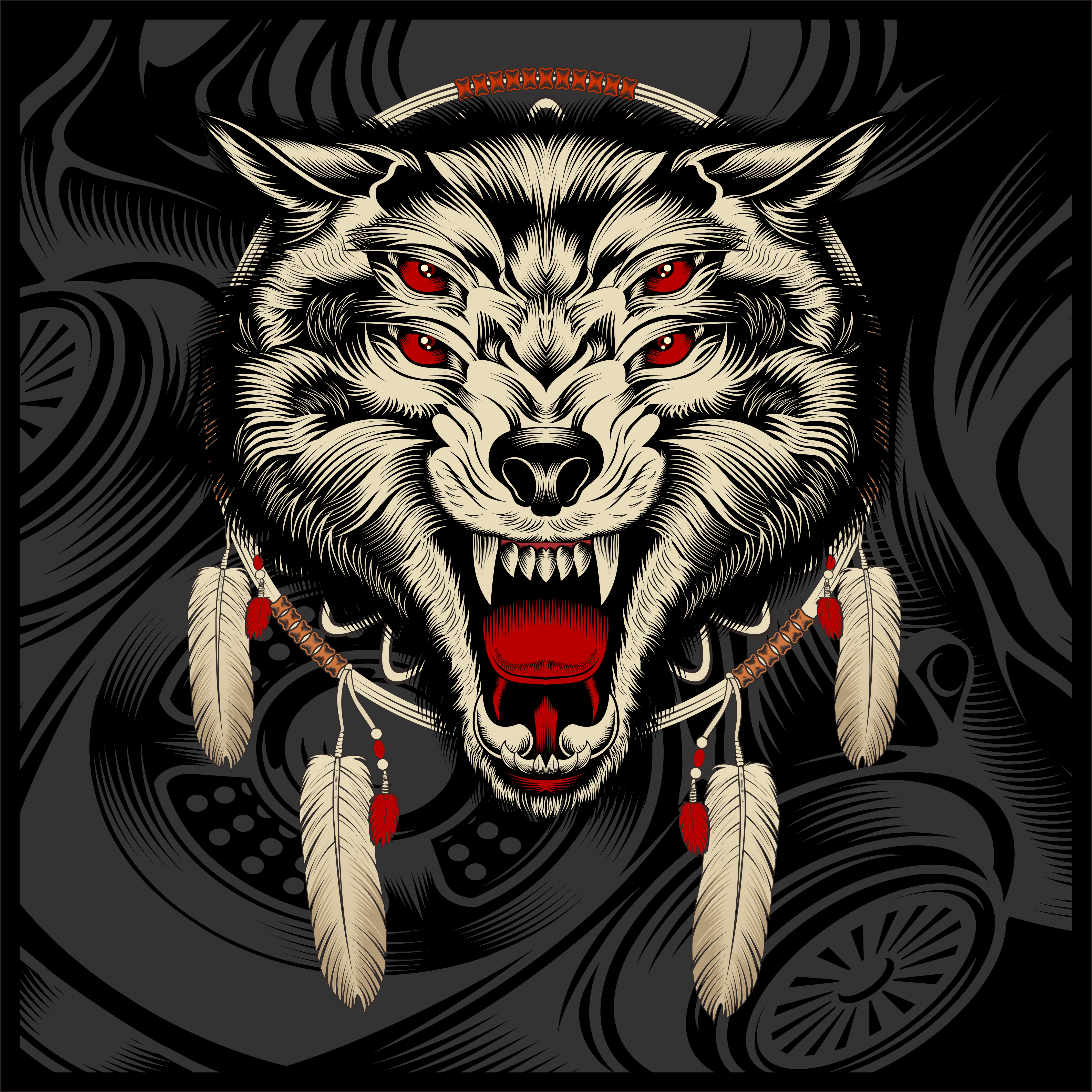 4262x4261 Angry Wolf Free Vector Art