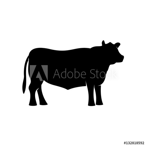 500x500 Black Angus Beef Bull Standing Vector Silhouette