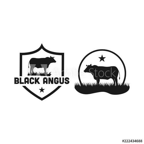 500x500 Black Angus Cow Logo Design Template Vector