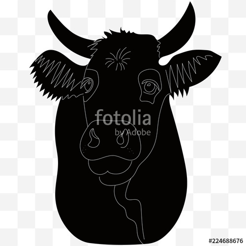 500x500 Irish Angus, Red Angus, Cow In Black Silhouette With White Lines