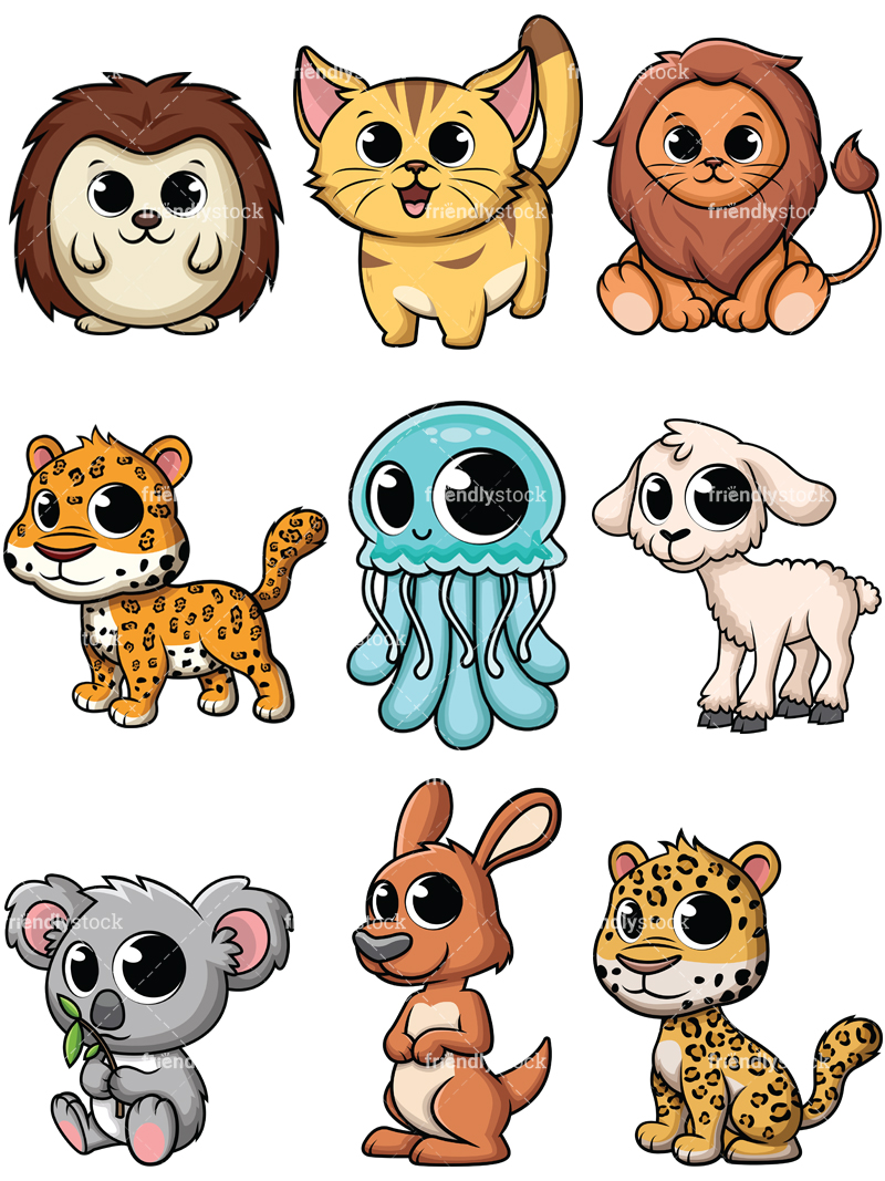 800x1067 Adorable Baby Animals Cartoon Vector Clipart
