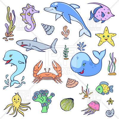 400x400 Set Of Cartoon Ocean Animals