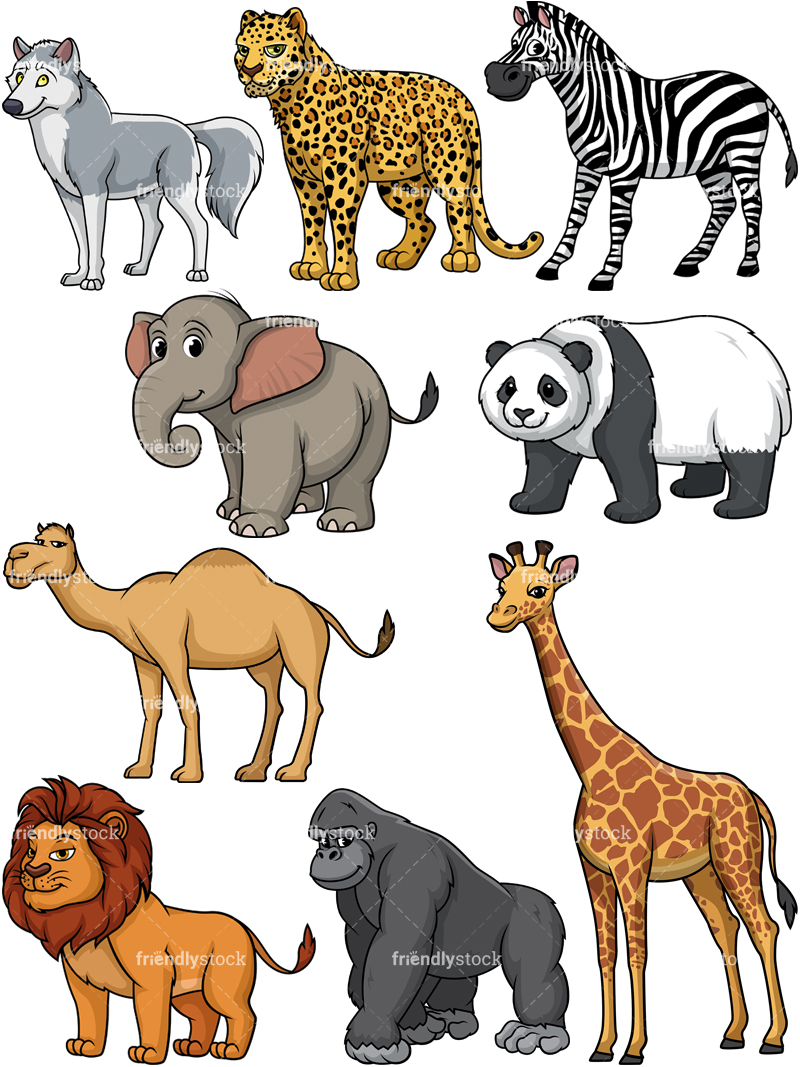 800x1067 Wild Animals Cartoon Vector Clipart