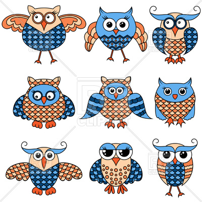 Set Of Cartoon Funny Owls With Big Eyes Vector Image Of Plants 400x400 Set Of Cartoon Funny Owls With Big Eyes Vector Image Of Plants