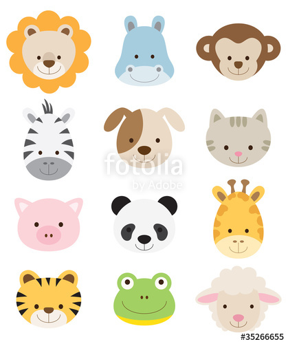 419x500 Baby Animal Faces Set Stock Image And Royalty Free Vector