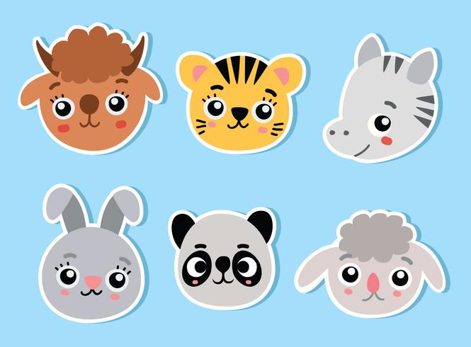 665x490 Cute Animal Face On Blue Vector
