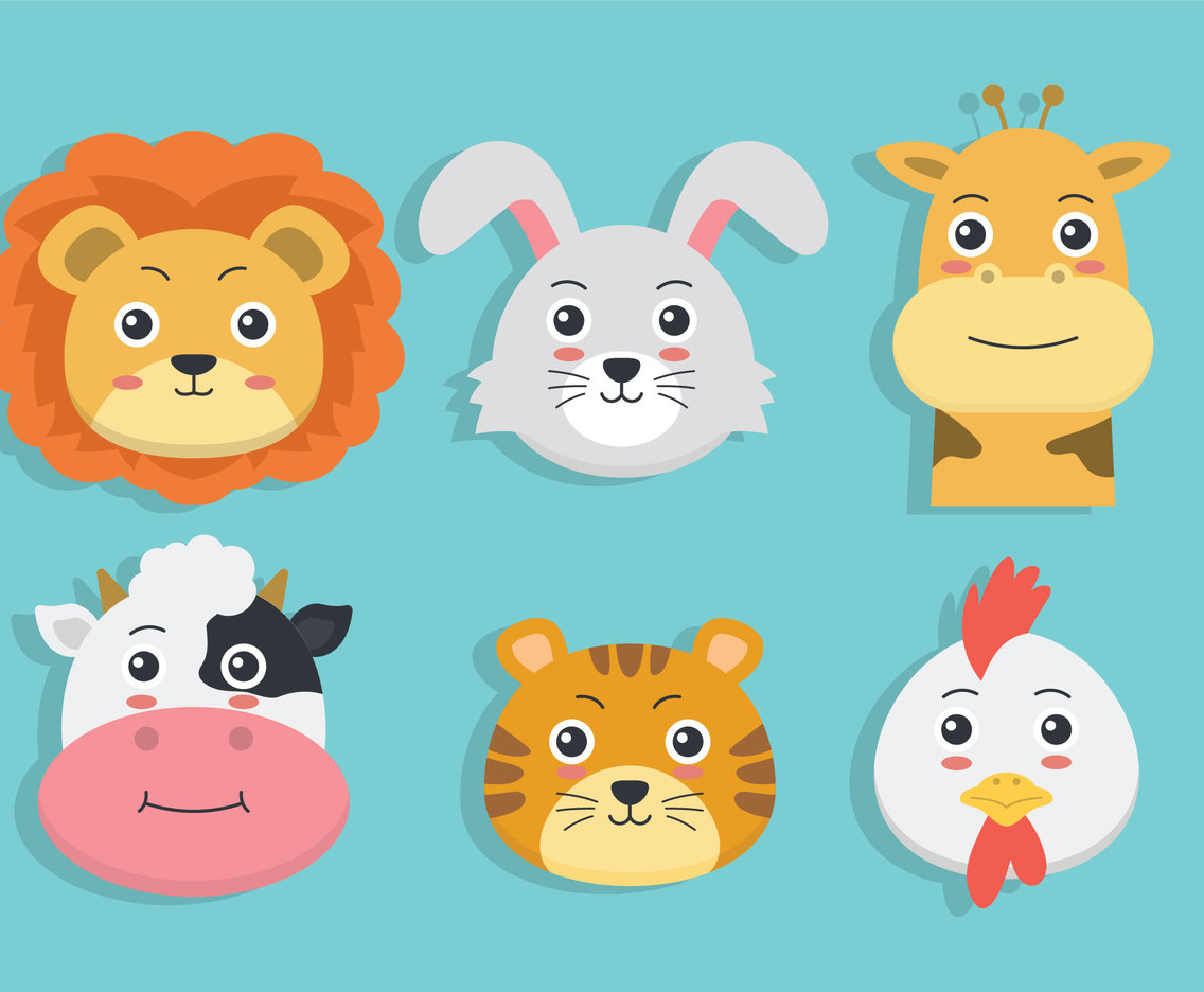 1136x936 Animal Face Vector Art Graphics