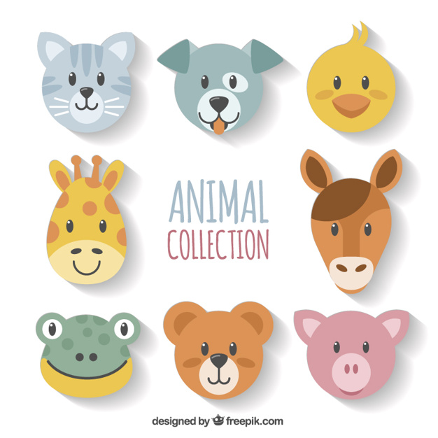 626x626 Set Of Geometric Animal's Faces Vector Free Download