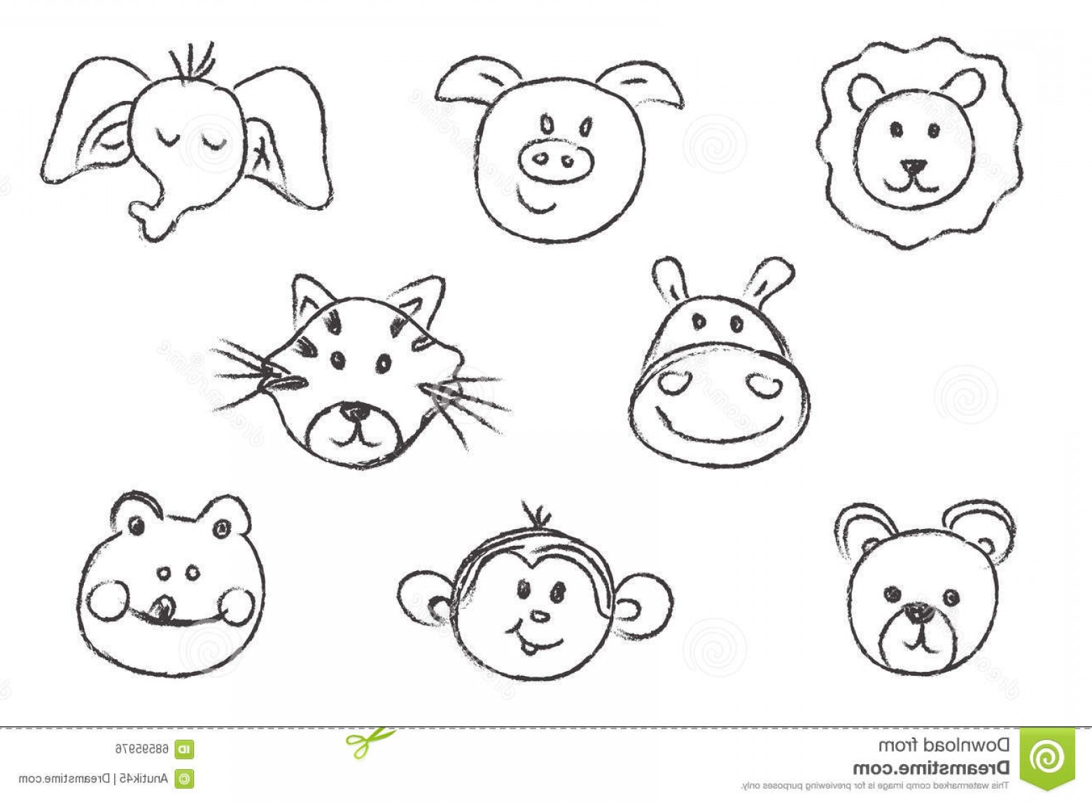 1560x1146 Stock Illustration Animals Faces Vector Illustration Funny Sketch
