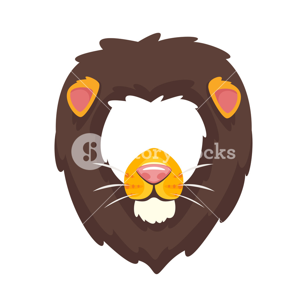 1000x1000 Vector Cartoon Style Cute Lion Animal Face Element Or Carnival