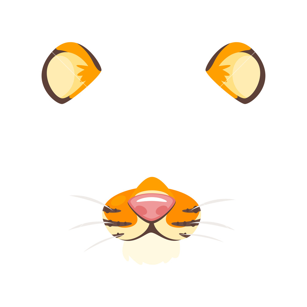1000x1000 Vector Cartoon Style Cute Tiger Animal Face Element Or Carnival