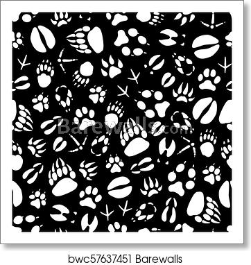 Animals Footprints Vector Pattern, Art Print Barewalls Posters 362x382 Animals Footprints Vector Pattern, Art Print Barewalls Posters