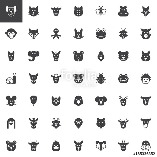 Animal Head Vector Icons Set, Modern Solid Symbol Collection 500x500 Animal Head Vector Icons Set, Modern Solid Symbol Collection