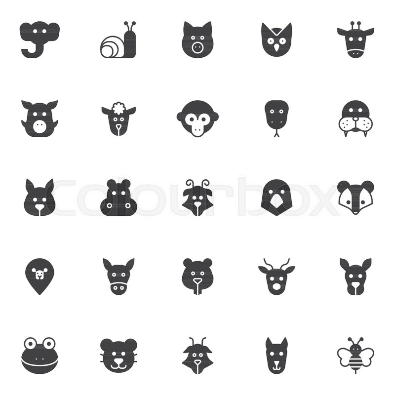 Animals Heads Vector Icons Set, Modern Stock Vector Colourbox 800x800 Animals Heads Vector Icons Set, Modern Stock Vector Colourbox