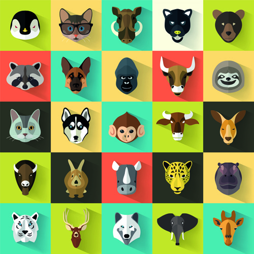 Different Animal Head Icons Vector Set Free Vector In Encapsulated 500x500 Different Animal Head Icons Vector Set Free Vector In Encapsulated