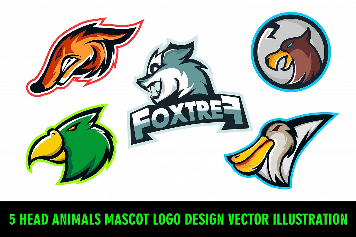 Head Animals Mascot Logo Design Vector Illustration 1200x800 Head Animals Mascot Logo Design Vector Illustration