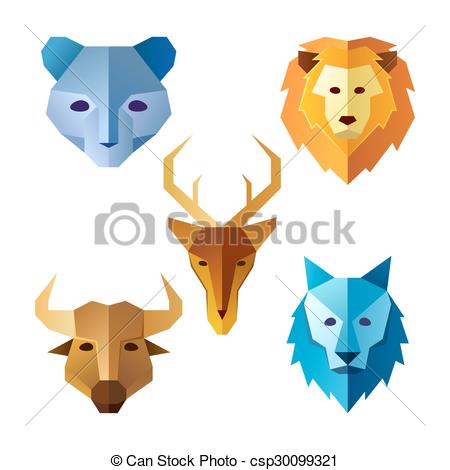 450x470 Various Animals Head Various Animal Head In Simple Vector
