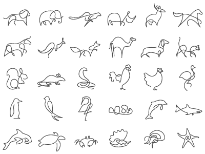 400x300 One Line Animals Icons