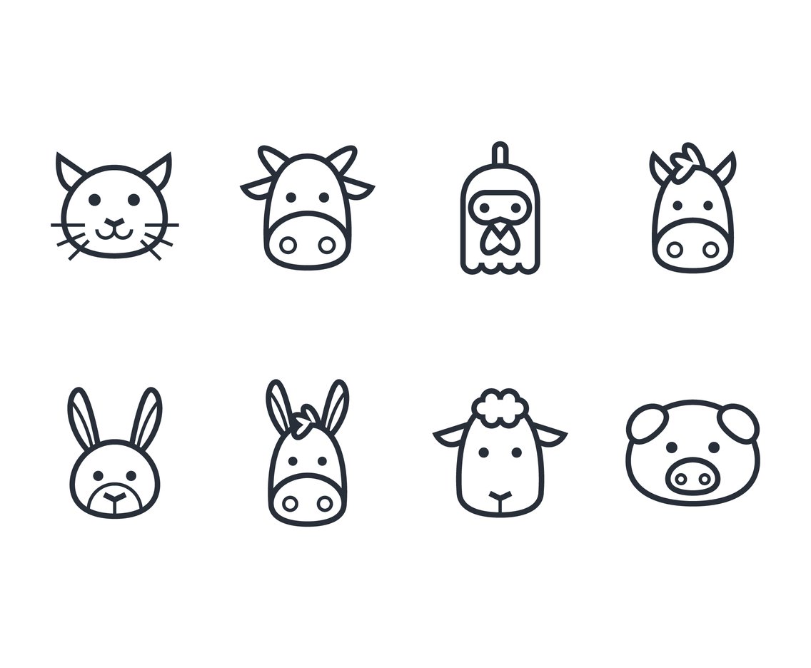 1136x936 Outline Animal Icon Set Vector Art Graphics