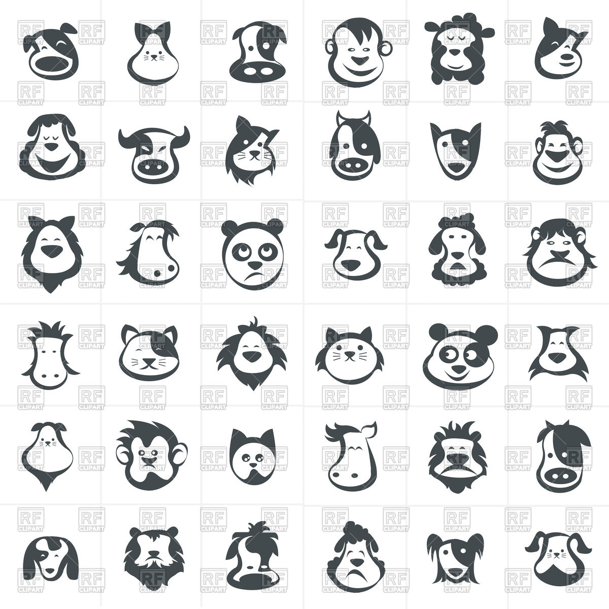 1200x1200 Animal Head Icon Set Vector Image Of Plants And Animals Iconmama