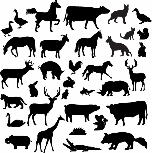 596x600 Farm Animal Silhouette Collection Free Vector In Adobe Illustrator