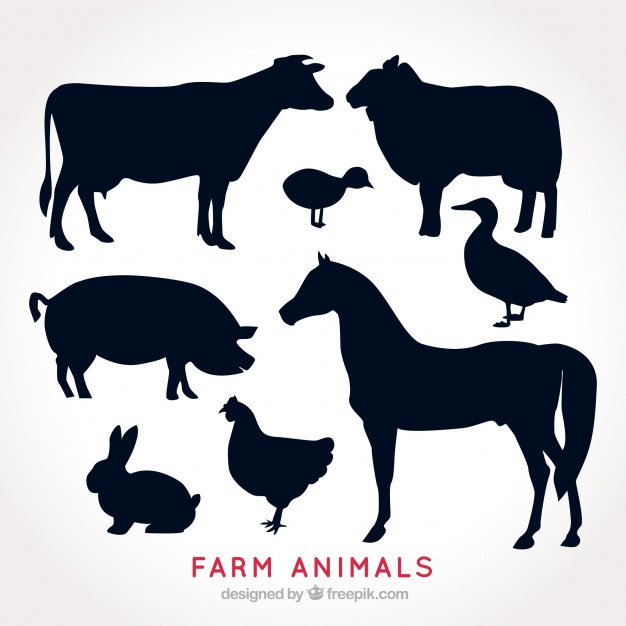 626x626 Pack Of Farm Animal Silhouettes Vector Free Download