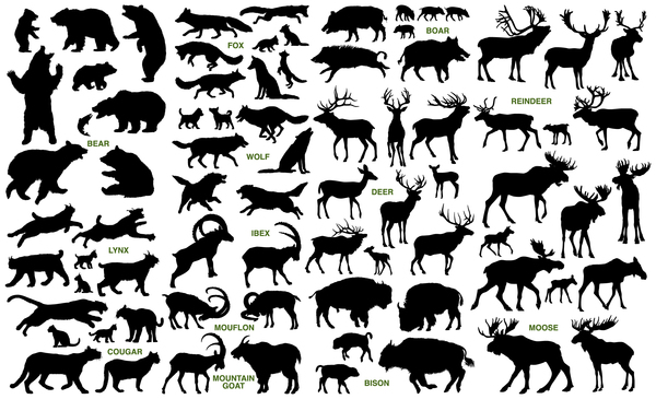 600x365 Wild Animal Silhouette Set Vector Free Download