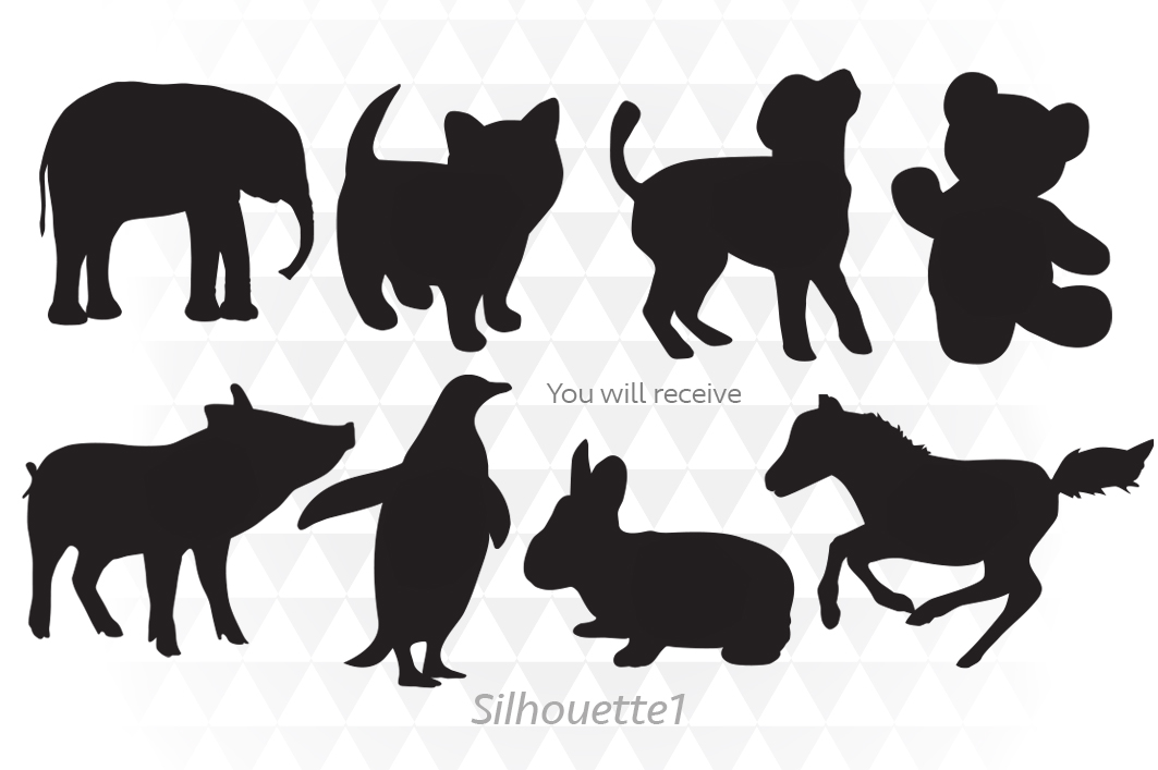 1063x707 Baby Animals Silhouette Graphic