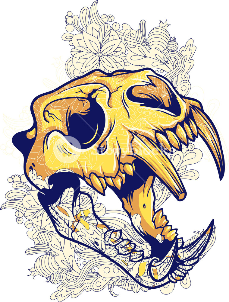 760x1000 Vintage Vector T Shirt Design With Animal Skull Royalty Free Stock