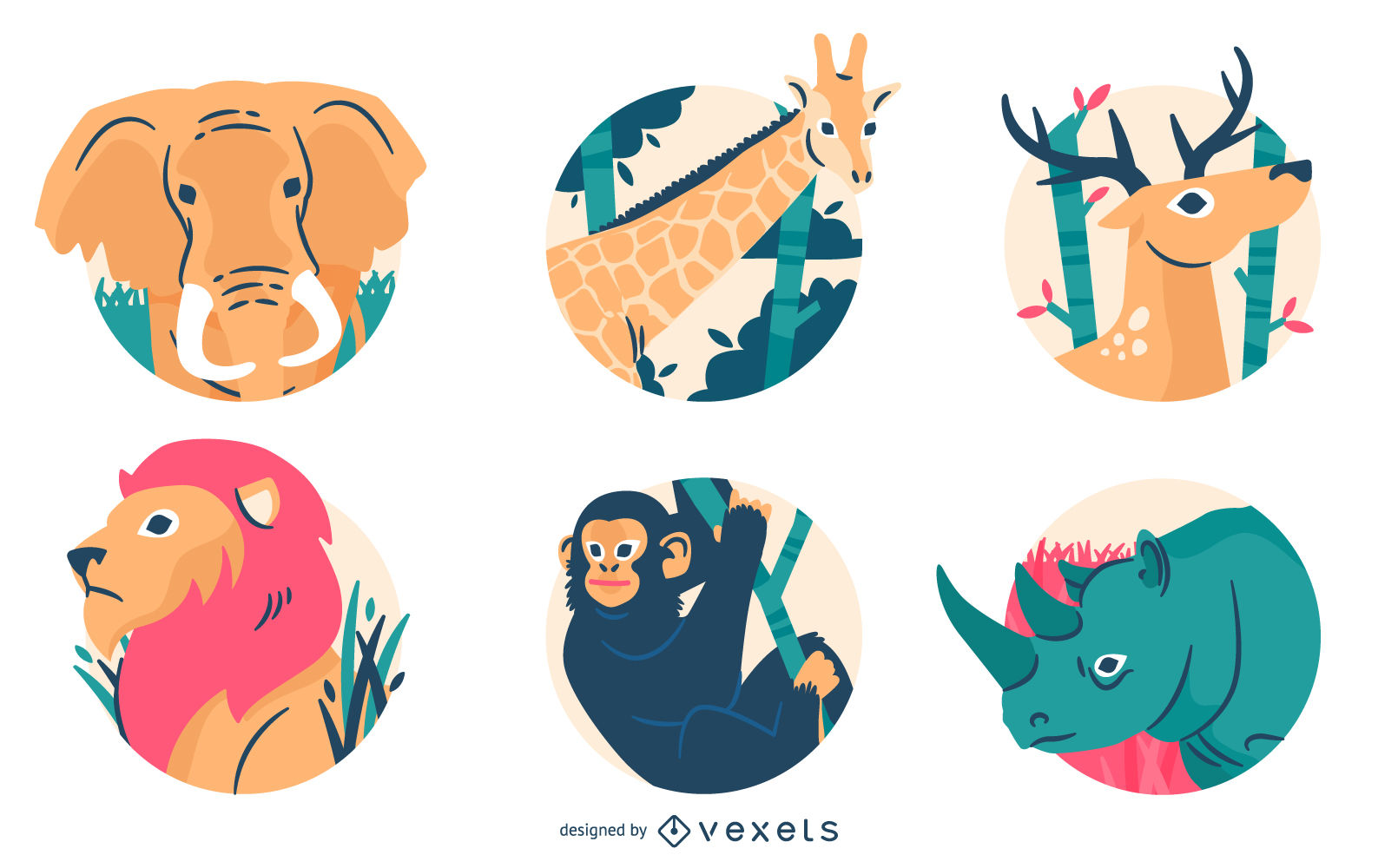1610x1000 Wild Animal Badges And Illustration