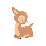 160x160 Cute Baby Deer, Adorable Brown Forest Animal Set Vector