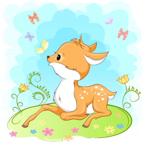 500x500 Deer Lying On The Ground Cartoon An Illustration Design Vector