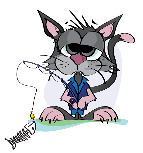 500x536 Fishing Cat Cartoon Illustration Vector Free Download