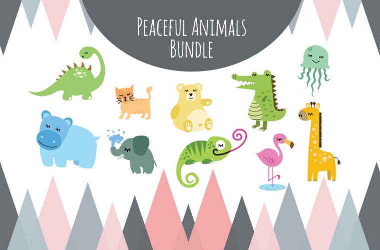 759x500 Peaceful Animals Vector Bundle
