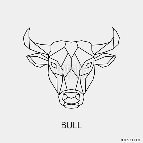 500x500 Polygon Abstract Head Of A Bull Geometric Linear Animal Vector